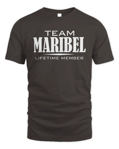MARIBEL BL62-K4-128 - Personalized “Team NAME Lifetime Member” - Unisex Standard T-Shirt - Dark Chocolate