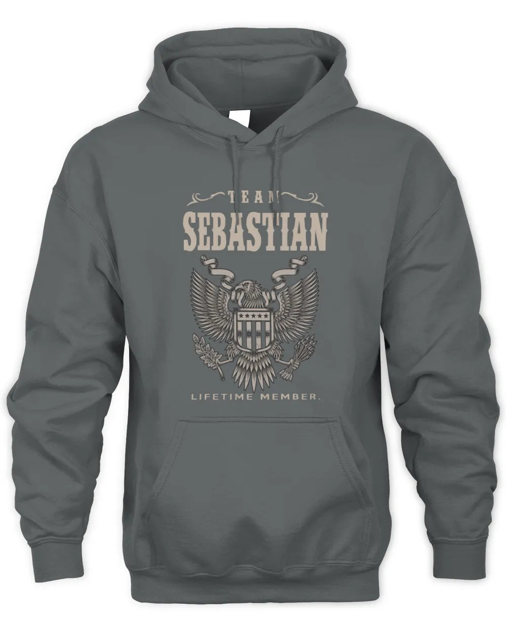 SEBASTIAN TP06-K82 – Personalized Classic Style Apparel “Team NAME Lifetime Member” - Unisex Hoodie - Charcoal