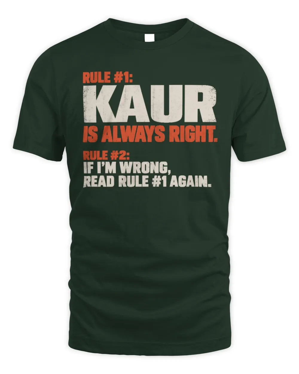 KAUR NP1-H006 
Always Right Personalized Name T-Shirt – Funny Custom Name Shirt - Unisex Standard T-Shirt - Forest Green