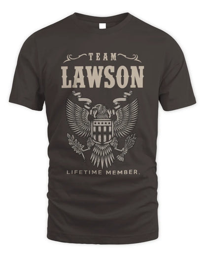 LAWSON TP06-K82 – Personalized Classic Style Apparel “Team NAME Lifetime Member” - Unisex Standard T-Shirt - Dark Chocolate