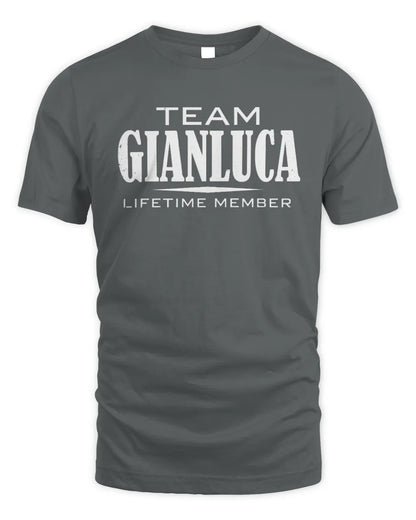 GIANLUCA BL62-K4-128 - Personalized “Team NAME Lifetime Member” - Unisex Standard T-Shirt - Charcoal