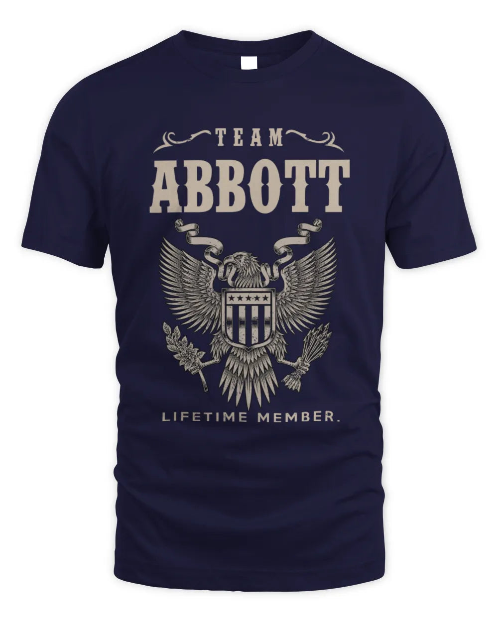 ABBOTT TP06-K82 – Personalized Classic Style Apparel “Team NAME Lifetime Member” - Unisex Standard T-Shirt - Navy