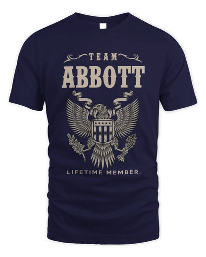 ABBOTT TP06-K82 – Personalized Classic Style Apparel “Team NAME Lifetime Member” - Unisex Standard T-Shirt - Navy