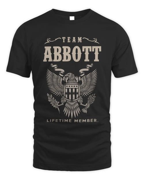 ABBOTT TP06-K82 – Personalized Classic Style Apparel “Team NAME Lifetime Member” - Unisex Standard T-Shirt - Black