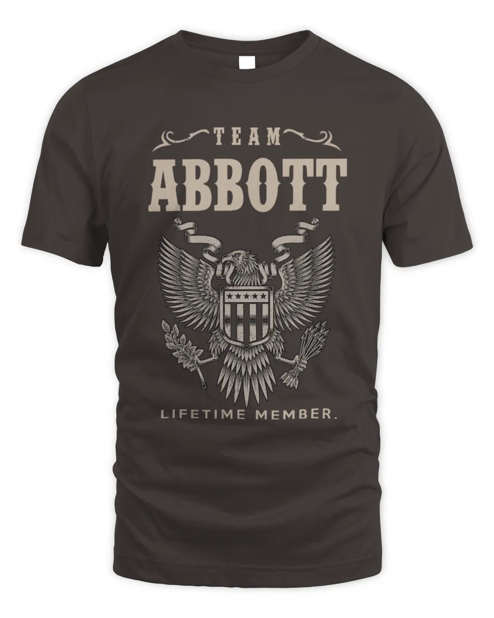 ABBOTT TP06-K82 – Personalized Classic Style Apparel “Team NAME Lifetime Member” - Unisex Standard T-Shirt - Dark Chocolate