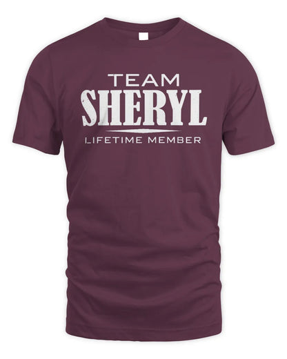 SHERYL BL62-K4-128 - Personalized “Team NAME Lifetime Member” - Unisex Standard T-Shirt - Maroon