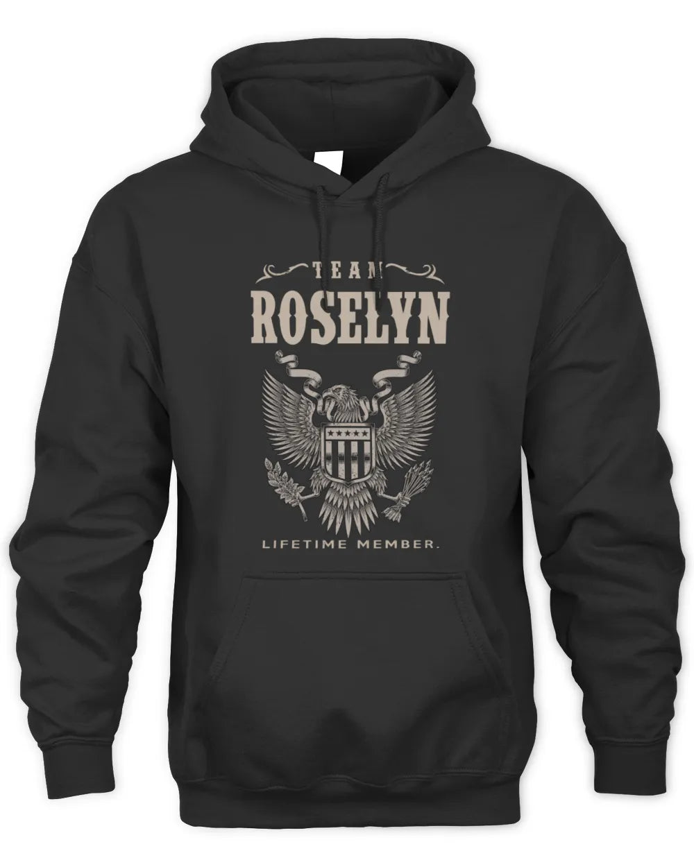 ROSELYN TP06-K82 – Personalized Classic Style Apparel “Team NAME Lifetime Member” - Unisex Hoodie - Black