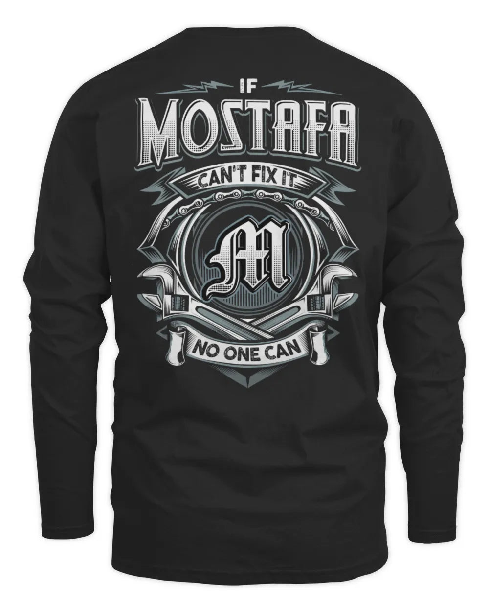 MOSTAFA AP81-K4-626 - Personalized Ahmed Quote Apparel “If Ahmed Can't Fix It, No One Can” - Men's Long Sleeved T-Shirt - Black