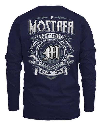 MOSTAFA AP81-K4-626 - Personalized Ahmed Quote Apparel “If Ahmed Can't Fix It, No One Can” - Men's Long Sleeved T-Shirt - Navy