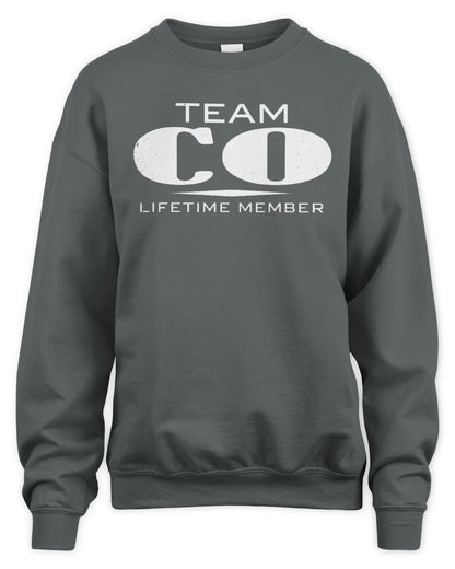 CO BL62-K4-128 - Personalized “Team NAME Lifetime Member” - Unisex Sweatshirt - Charcoal
