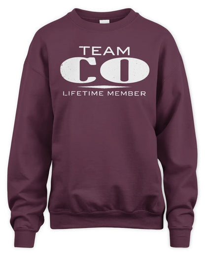 CO BL62-K4-128 - Personalized “Team NAME Lifetime Member” - Unisex Sweatshirt - Maroon