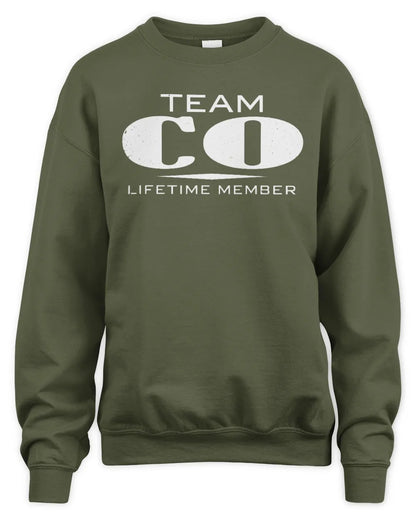 CO BL62-K4-128 - Personalized “Team NAME Lifetime Member” - Unisex Sweatshirt - Military Green
