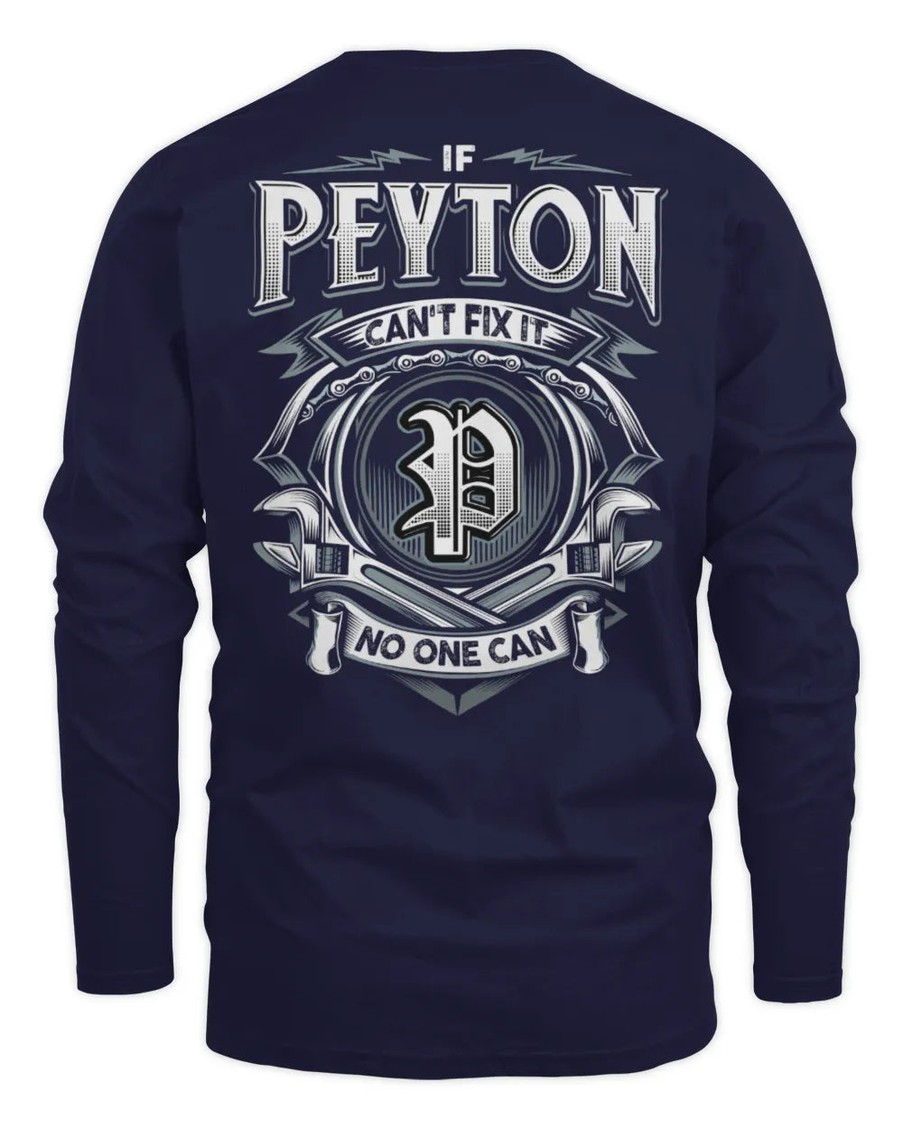PEYTON AP81-K4-626 - Personalized Ahmed Quote Apparel “If Ahmed Can't Fix It, No One Can” - Men's Long Sleeved T-Shirt - Navy
