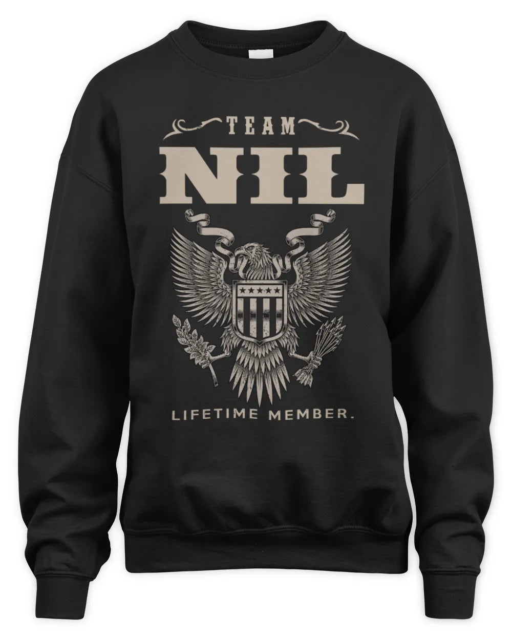 NIL TP06-K82 – Personalized Classic Style Apparel “Team NAME Lifetime Member” - Unisex Sweatshirt - Black