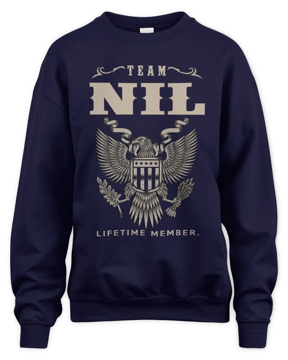 NIL TP06-K82 – Personalized Classic Style Apparel “Team NAME Lifetime Member” - Unisex Sweatshirt - Navy