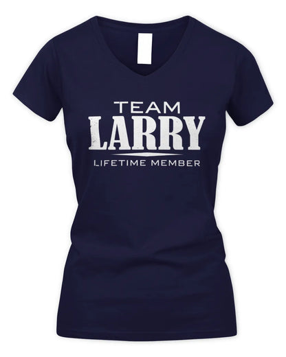 LARRY BL62-K4-128 - Personalized “Team NAME Lifetime Member” - Women's V-Neck T-Shirt - Navy