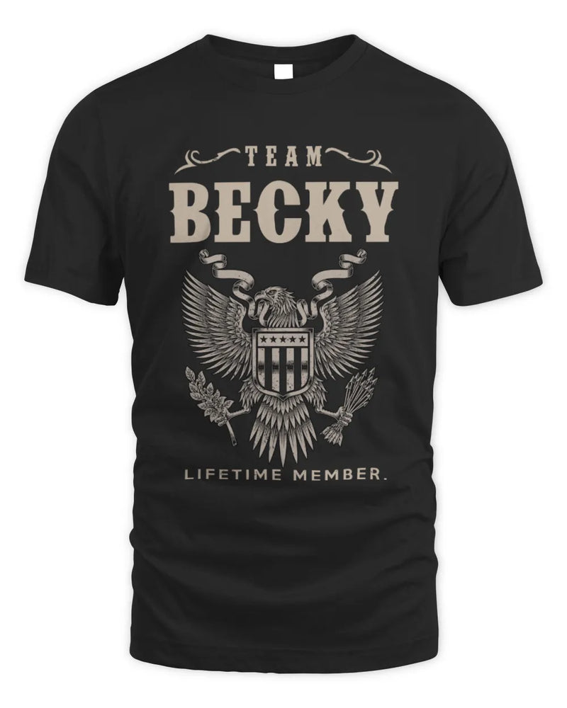 BECKY TP06-K82 – Personalized Classic Style Apparel “Team NAME Lifetime Member” - Unisex Standard T-Shirt - Black