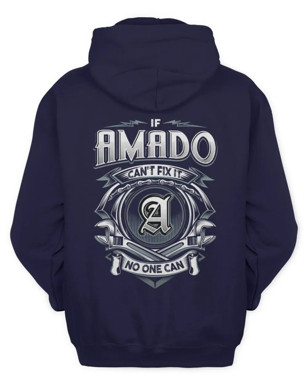 AMADO AP81-K4-626 - Personalized Ahmed Quote Apparel “If Ahmed Can't Fix It, No One Can” - Unisex Hoodie - Navy