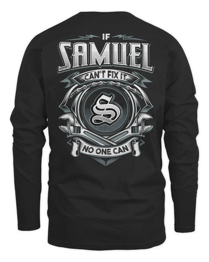 SAMUEL AP81-K4-626 - Personalized Ahmed Quote Apparel “If Ahmed Can't Fix It, No One Can” - Men's Long Sleeved T-Shirt - Black
