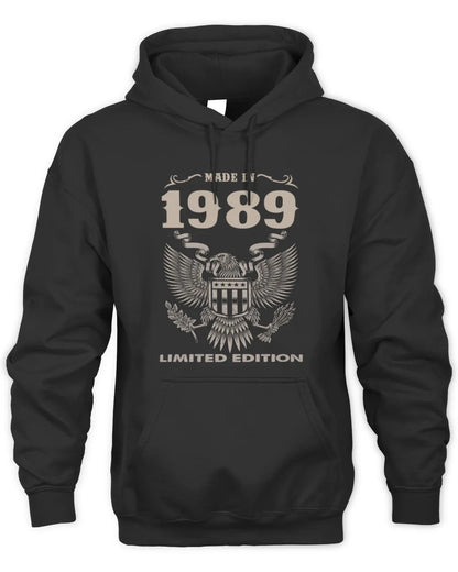 1989 HH89-K2 – Classic Birth Year Limited Edition T-Shirt - Unisex Hoodie - Black