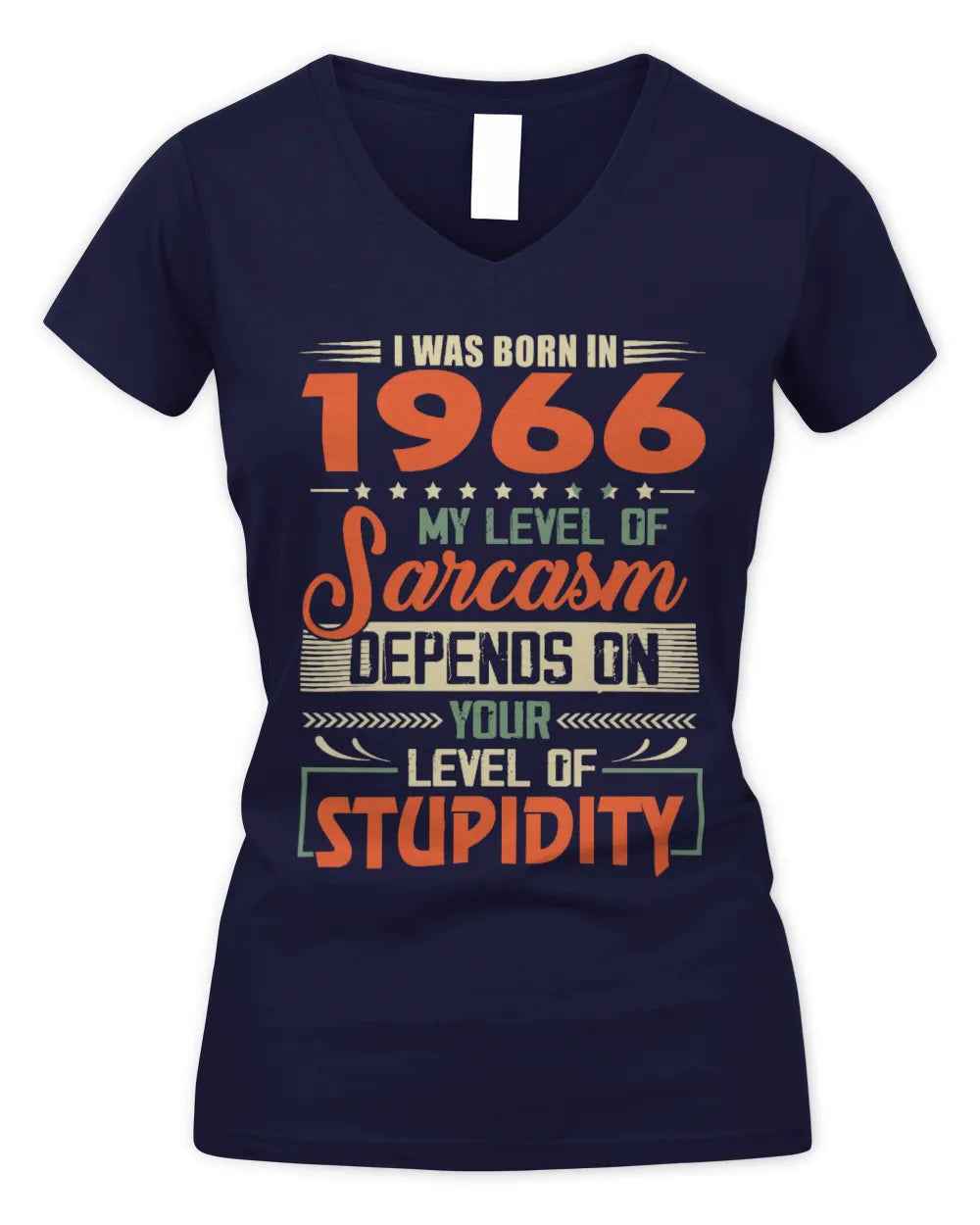 1966 HH89-K2 – Vintage Born to Be Sarcastic T-Shirt - Women's V-Neck T-Shirt - Navy