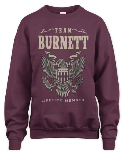 BURNETT TP06-K82 – Personalized Classic Style Apparel “Team NAME Lifetime Member” - Unisex Sweatshirt - Maroon