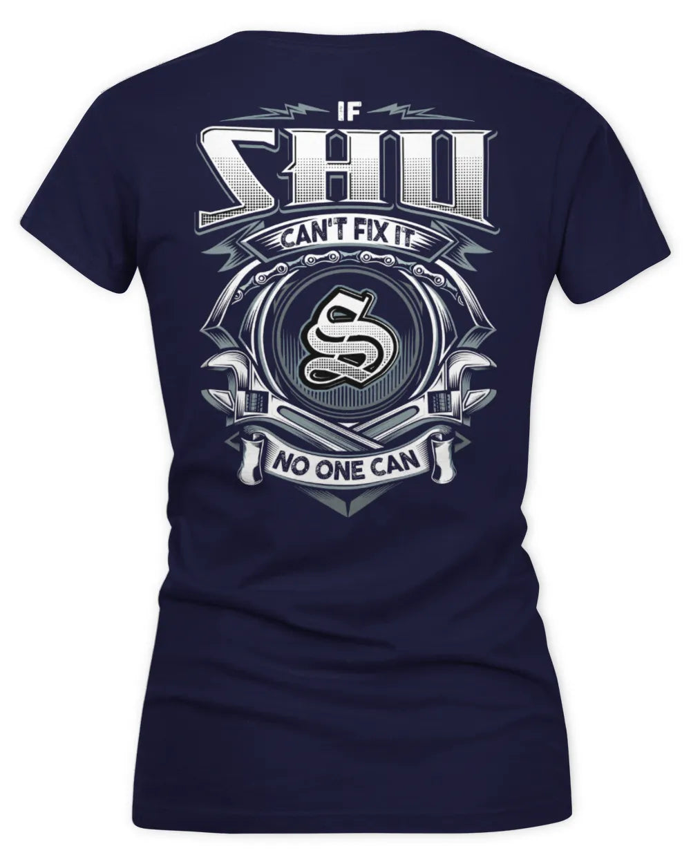 SHU AP81-K4-626 - Personalized Ahmed Quote Apparel “If Ahmed Can't Fix It, No One Can” - Women's V-Neck T-Shirt - Navy