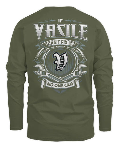 VASILE AP81-K4-626 - Personalized Ahmed Quote Apparel “If Ahmed Can't Fix It, No One Can” - Men's Long Sleeved T-Shirt - Military Green