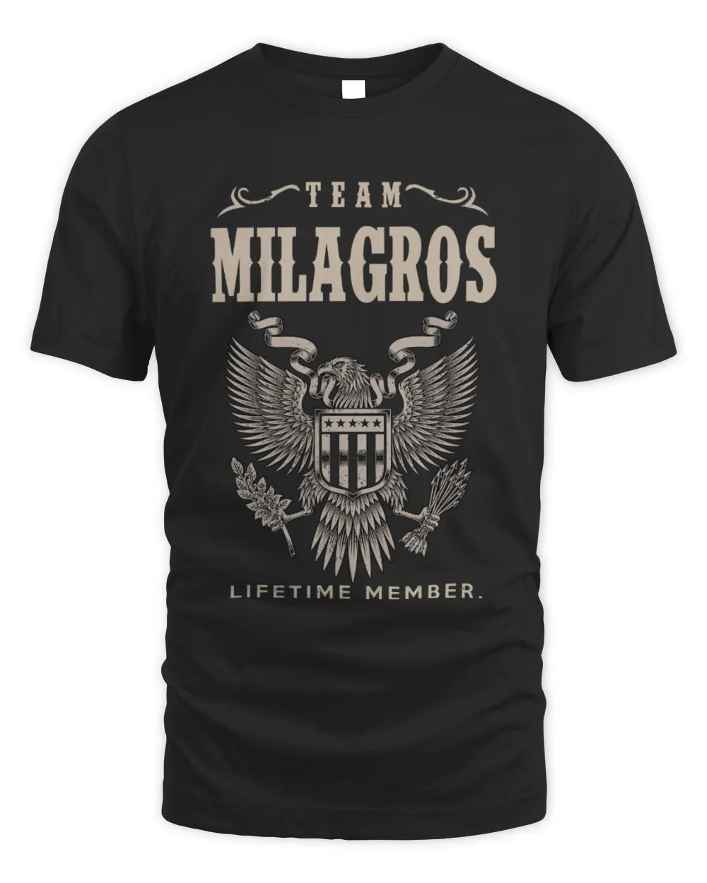 MILAGROS TP06-K82 – Personalized Classic Style Apparel “Team NAME Lifetime Member” - Unisex Standard T-Shirt - Black