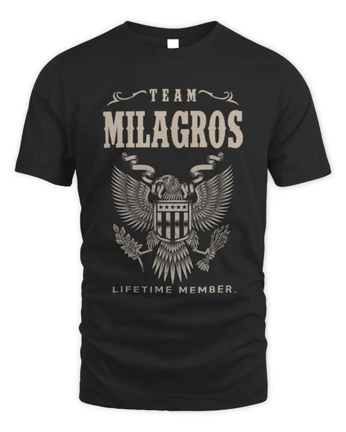 MILAGROS TP06-K82 – Personalized Classic Style Apparel “Team NAME Lifetime Member” - Unisex Standard T-Shirt - Black