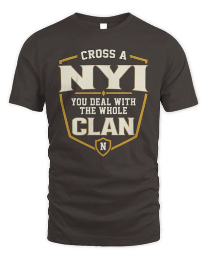 NYI NT1-K008 Cross A/An NAME, You Deal With the Whole Clan | Personalized Vintage T-Shirt - Unisex Standard T-Shirt - Dark Chocolate