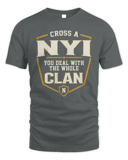 NYI NT1-K008 Cross A/An NAME, You Deal With the Whole Clan | Personalized Vintage T-Shirt - Unisex Standard T-Shirt - Charcoal