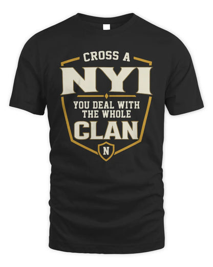 NYI NT1-K008 Cross A/An NAME, You Deal With the Whole Clan | Personalized Vintage T-Shirt - Unisex Standard T-Shirt - Black