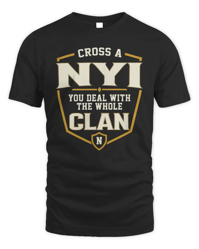 NYI NT1-K008 Cross A/An NAME, You Deal With the Whole Clan | Personalized Vintage T-Shirt - Unisex Standard T-Shirt - Black