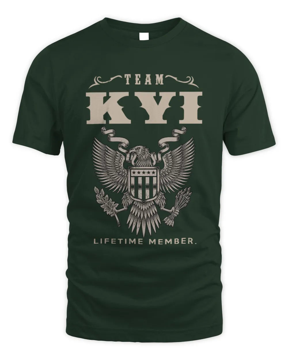KYI TP06-K82 – Personalized Classic Style Apparel “Team NAME Lifetime Member” - Unisex Standard T-Shirt - Forest Green