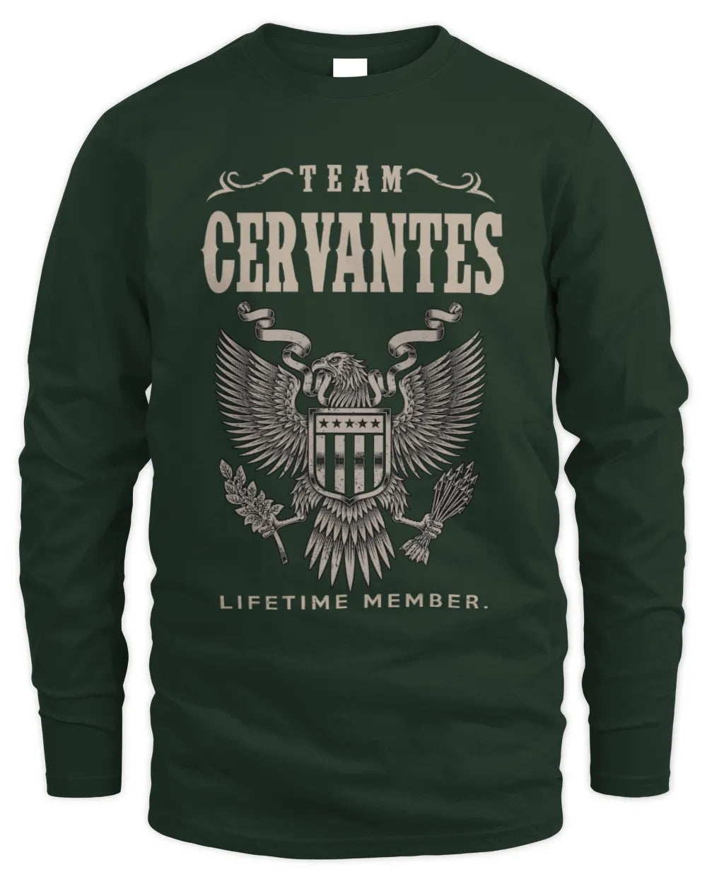 CERVANTES TP06-K82 – Personalized Classic Style Apparel “Team NAME Lifetime Member” - Men's Long Sleeved T-Shirt - Forest Green