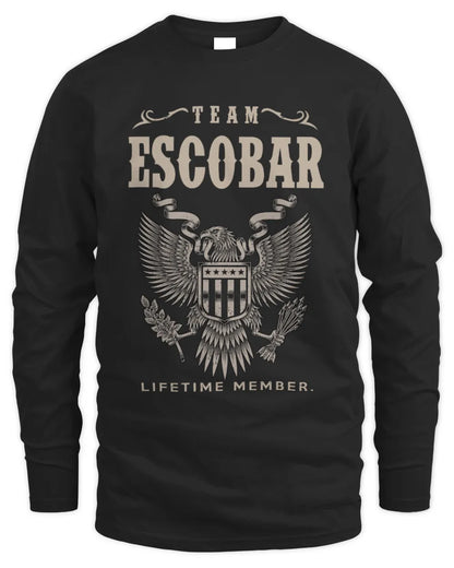 ESCOBAR TP06-K82 – Personalized Classic Style Apparel “Team NAME Lifetime Member” - Men's Long Sleeved T-Shirt - Black