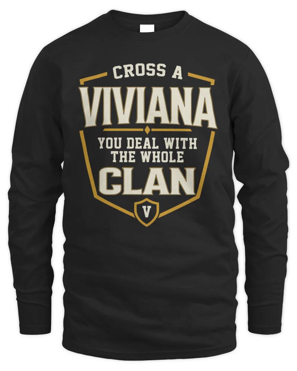 VIVIANA NT1-K008 Cross A/An NAME, You Deal With the Whole Clan | Personalized Vintage T-Shirt - Men's Long Sleeved T-Shirt - Black