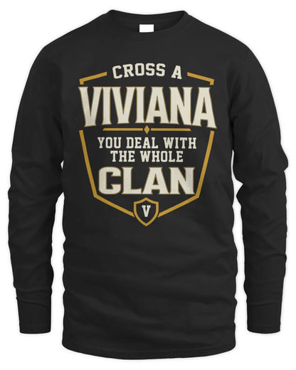 VIVIANA NT1-K008 Cross A/An NAME, You Deal With the Whole Clan | Personalized Vintage T-Shirt - Men's Long Sleeved T-Shirt - Black