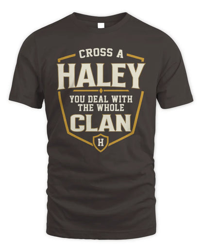 HALEY NT1-K008 Cross A/An NAME, You Deal With the Whole Clan | Personalized Vintage T-Shirt - Unisex Standard T-Shirt - Dark Chocolate