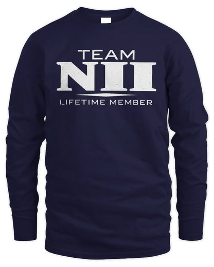 NII BL62-K4-128 - Personalized “Team NAME Lifetime Member” - Men's Long Sleeved T-Shirt - Navy