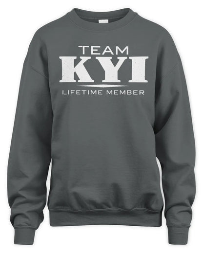KYI BL62-K4-128 - Personalized “Team NAME Lifetime Member” - Unisex Sweatshirt - Charcoal