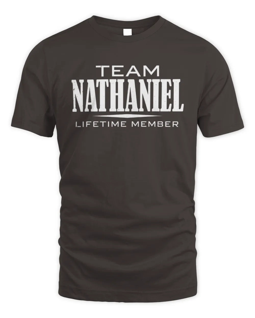 NATHANIEL BL62-K4-128 - Personalized “Team NAME Lifetime Member” - Unisex Standard T-Shirt - Dark Chocolate