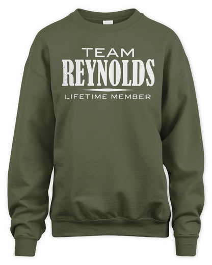 REYNOLDS BL62-K4-128 - Personalized “Team NAME Lifetime Member” - Unisex Sweatshirt - Military Green