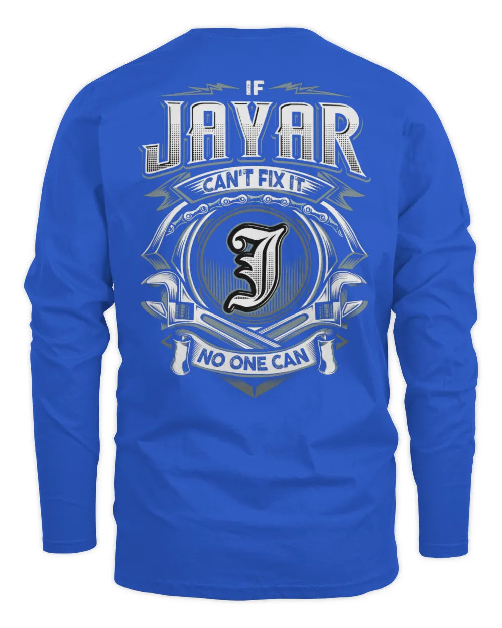 JAYAR AP81-K4-626 - Personalized Ahmed Quote Apparel “If Ahmed Can't Fix It, No One Can” - Men's Long Sleeved T-Shirt - Royal