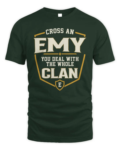 EMY NT1-K008 Cross A/An NAME, You Deal With the Whole Clan | Personalized Vintage T-Shirt - Unisex Standard T-Shirt - Forest Green