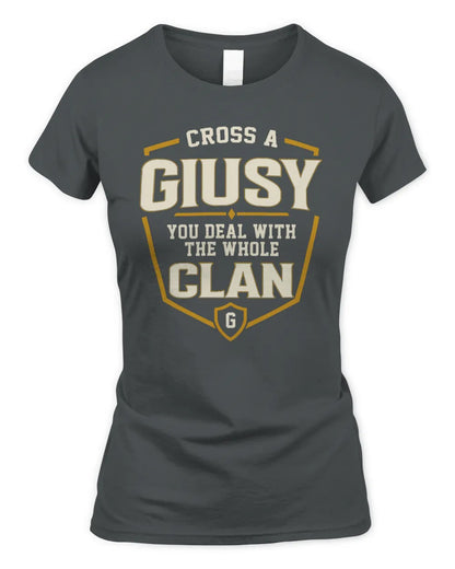 GIUSY NT1-K008 Cross A/An NAME, You Deal With the Whole Clan | Personalized Vintage T-Shirt - Women's Standard T-Shirt - Charcoal