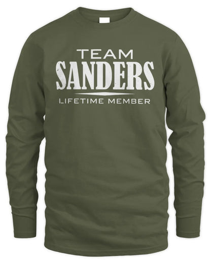 SANDERS BL62-K4-128 - Personalized “Team NAME Lifetime Member” - Men's Long Sleeved T-Shirt - Military Green