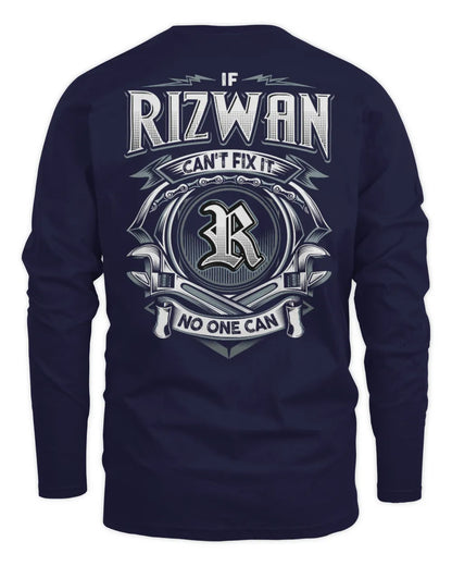 RIZWAN AP81-K4-626 - Personalized Ahmed Quote Apparel “If Ahmed Can't Fix It, No One Can” - Men's Long Sleeved T-Shirt - Navy