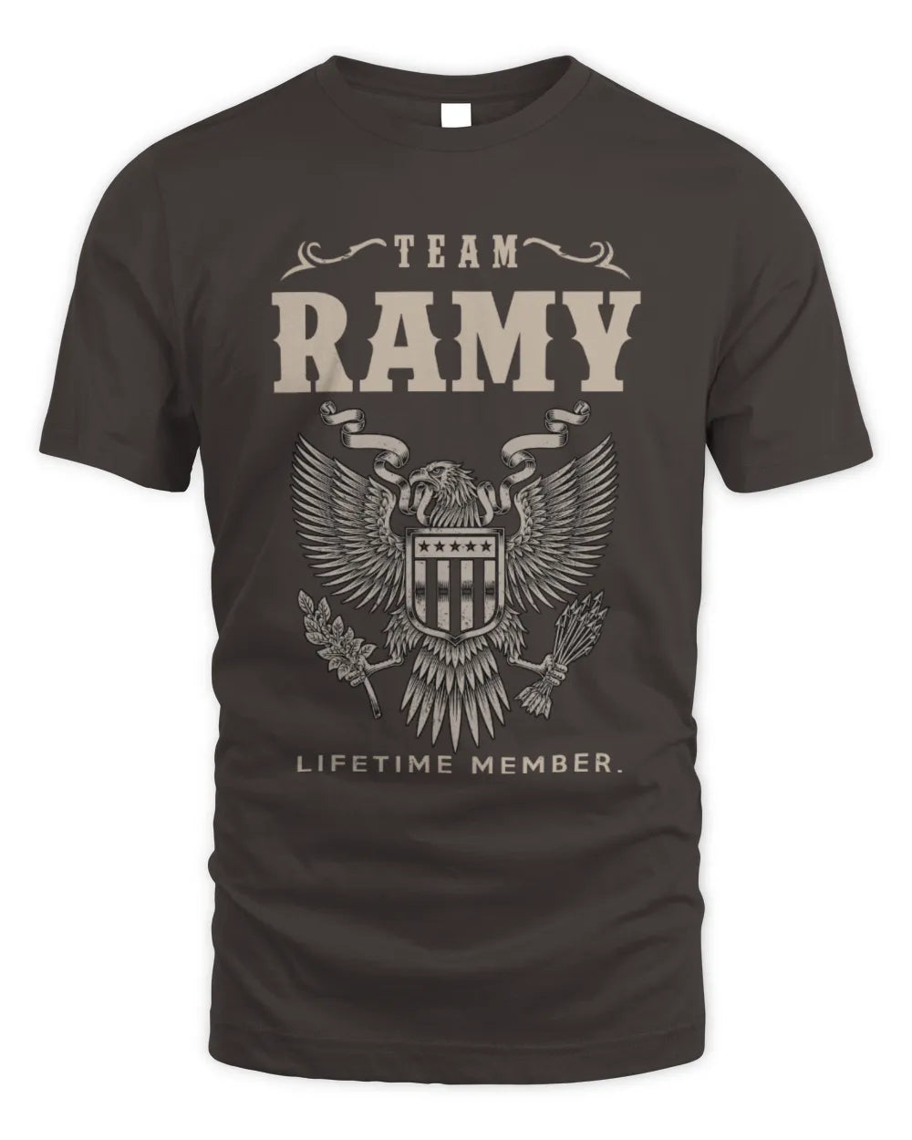 RAMY TP06-K82 – Personalized Classic Style Apparel “Team NAME Lifetime Member” - Unisex Standard T-Shirt - Dark Chocolate